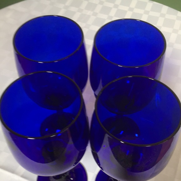 Libbey Dining Vintage Libbey Cobalt Blue Wine Goblets Water Glasses